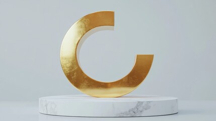 Poster - Gold glossy user symbol removed from white marble podium Contemporary icon for website social media presentation and design template element 3D render