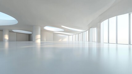 Poster - Abstract modern architectural interior with an empty open space rendered in 3D