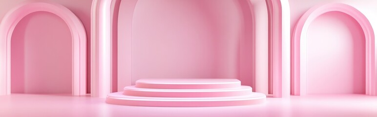 Poster - Pink Product Display Abstract geometric backdrop 3D rendering