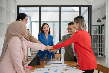 Wall Mural - Asia business meeting   consultations of business people in the company's meeting room. 