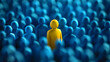 © Daniel - A single yellow figure stands out among a crowd of blue figures.
