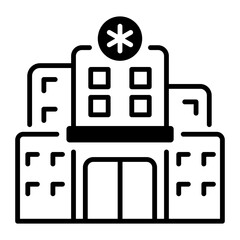 Sticker - A line style icon of hospital building  