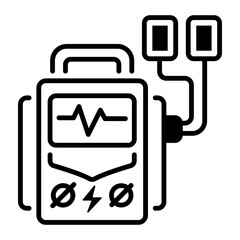 Sticker - An outline style icon of defibrillator