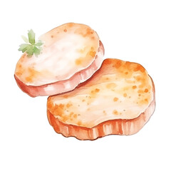 Watercolor illustration of two slices of sweet potato. Hand-painted art, perfect for culinary and healthy eating themes.