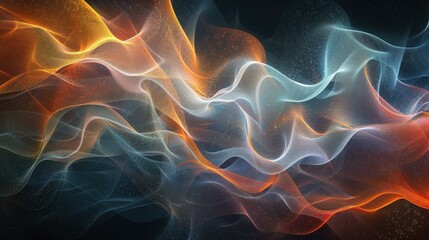 Wall Mural - Abstract Wavy Background with Blue and Orange Glowing Lines