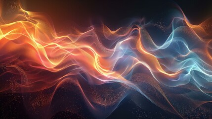 Wall Mural - Abstract Glowing Waves with Shimmering Particles