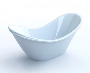 Realistic single vector illustration of a minimalist pastel white porcelain bathtub.