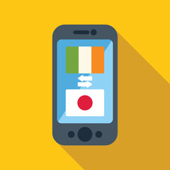 Canvas Print - Smartphone is showing irish and japanese flag for translating languages from irish to japanese