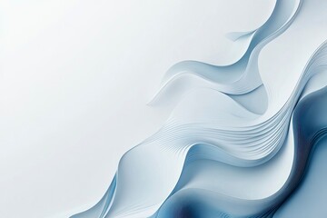 Elegant blue wave pattern on a simple white surface. Premium wave background for banners, posters or wallpaper , ai