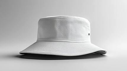 Wall Mural - White Textured Bucket Hat on Plain Background Generative AI