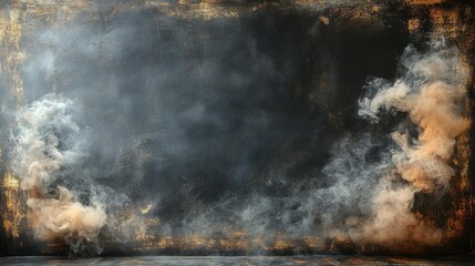 Abstract smoky texture with gold accents Generative AI