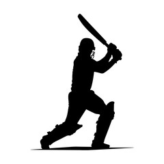 Poster - A Cricket Player batting pose vector silhouette, isolated white background