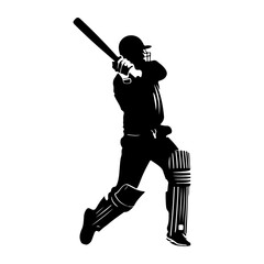 Poster - A Cricket Player batting pose vector silhouette, isolated white background