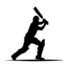 Poster - A Cricket Player batting pose vector silhouette, isolated white background