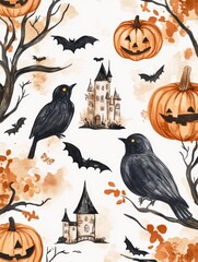Wall Mural - halloween pattern background art illustration
