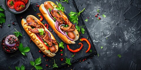 Wall Mural - Grilled Sausages with Fresh Veggies