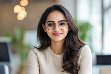 Wall Mural - young beautiful businesswoman standing confidently at office