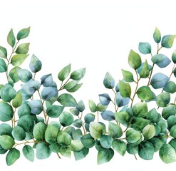 Canvas Print - watercolor illustration of eucalyptus leaves and branches in soft greens