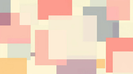 Abstract geometric background with square shapes in pastel colors of pink, purple, yellow, green and beige