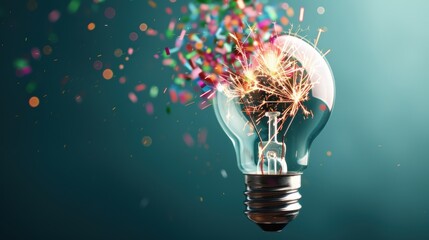 Sticker - A lightbulb with a burst of colorful sparks, symbolizing the inspiration and illumination brought by knowledge.