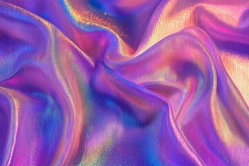 Processed collage of Iridescent fabric trendy cloth holographic texture. Background for banner, backdrop or texture for 3D mapping , ai