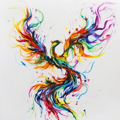 Canvas Print - Colorful Phoenix Bird Artwork.