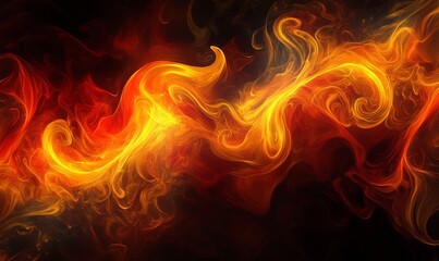 Wall Mural - A long, curving flame of fire with a black background