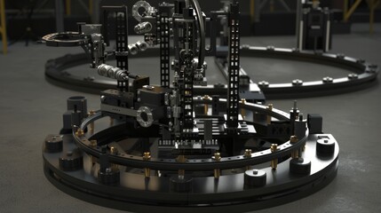 Poster - Complex machinery with circular base and multiple components.