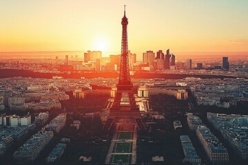 Sticker - Eiffel Tower at Sunset Over Paris