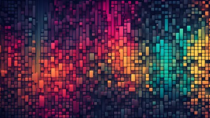 Wall Mural - Colorful Pixel Matrix with Intricate Geometric Color Gradients 