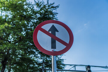 traffic signs as a sign prohibiting you from going straight.