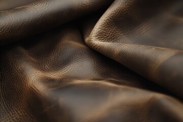 Wall Mural - Detailed view of brown leather texture, showcasing its soft and supple quality, Soft and supple feel of high-quality leather with a matte sheen