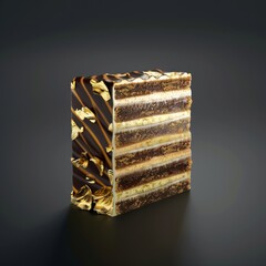 Sticker - Delicious multi-layered cake with chocolate and gold leaf decoration.