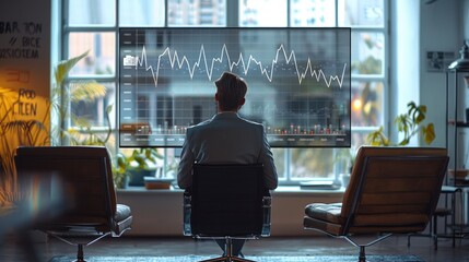 Poster - Office discussion over company growth charts. Generative AI.