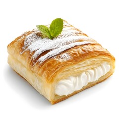 Exquisite Homemade Strudel Pastry Dessert on White Background