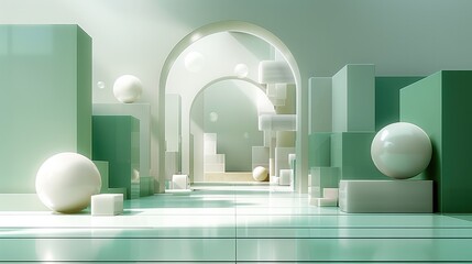 Poster - Simple finance and bank modern levitate 3D green background. Generative AI.