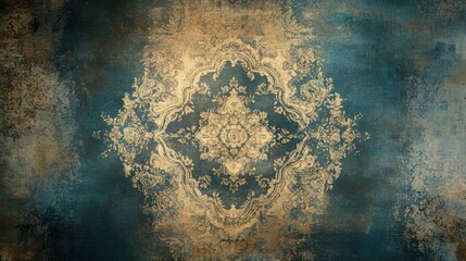 Wall Mural - Vintage Ornate Pattern on Grunge Background, Antique Decorative Design with Distressed Texture
