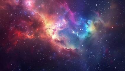 Poster - A Colorful Nebula in the Vastness of Space