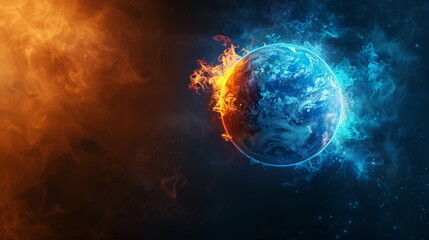 Wall Mural - Earth engulfed in flames and ice