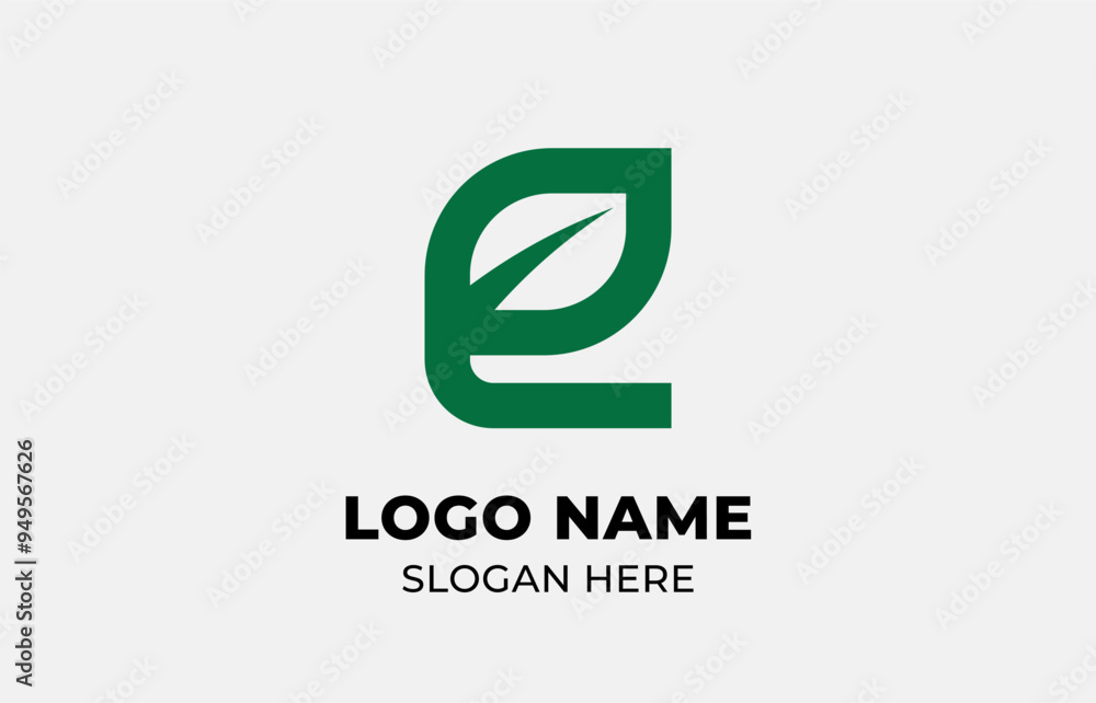 Logo Leaf symbols and Letter E. Template design Nature, tree, go green ...