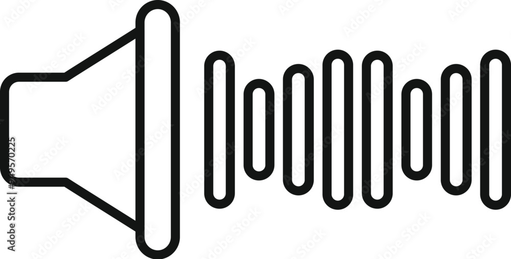 Minimalist design of a speaker emitting sound waves, representing audio ...