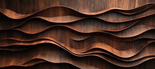 Wall Mural - Wavy Wooden Texture Background, Organic and Flowing Design with Natural Wood Grain
