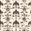© Art Resources - Vintage Art Nouveau thistle pattern on vintage beige fabric background, seamless repeating pattern, textile print style, minimal, Art Nouveau design, seamless thistle pattern, home decor