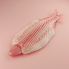 Wall Mural - Fresh, raw fish fillet on pink background.