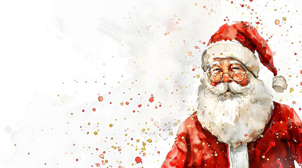 Poster - Santa Claus Frame white Background watercolor