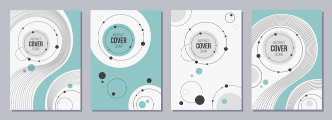 Wall Mural - set of flyer, posters, banners, placards, brochure design templates a6 size with abstract geometric 