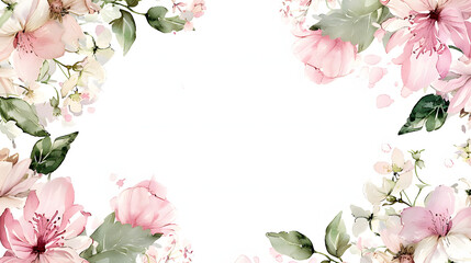 Poster - Seasonal Floral Frame white Background watercolor