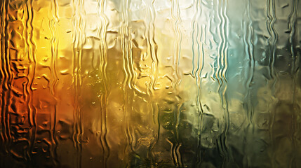 Wall Mural - Blurred warm light through textured glass with vertical lines