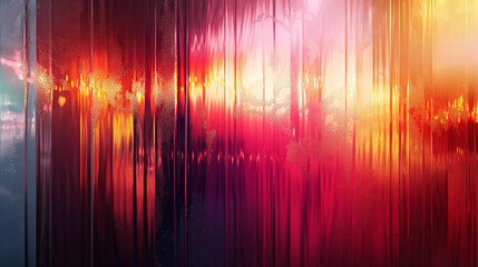 Wall Mural - Abstract wavy light patterns in pink, orange, and yellow with a reflective surface. Background, wallpaper