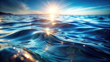 Abstract water background with ripples, light caustics effect, play of light and shadow, texture of waves and splashes, asymmetrical